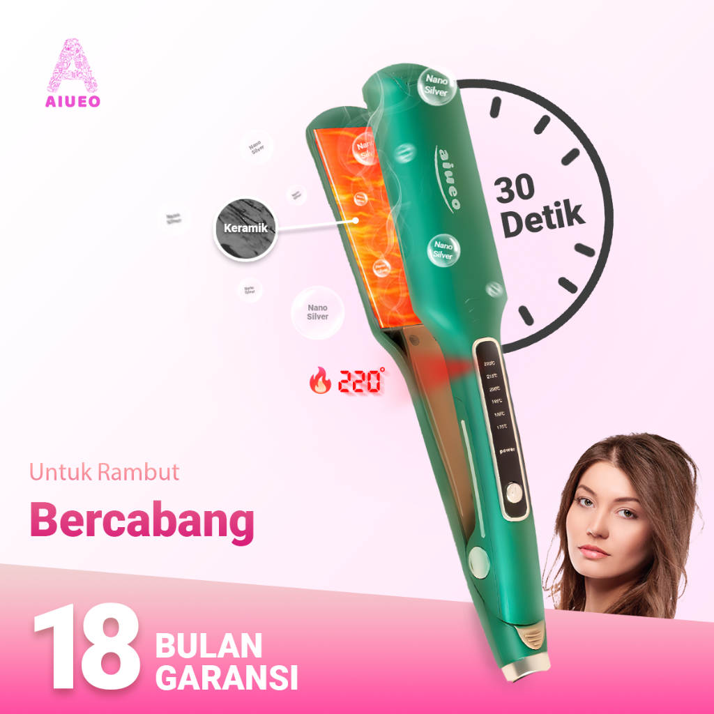 [GARANSI 18 Bln] •  Catokan Rambut Curly and Hair Straightener AIUEO 740 Low Watt | Alat Catok Meluruskan dan Keriting Rambut Recomended  Viral 740 Pelurus Rambut dan Keriting BerGaransi