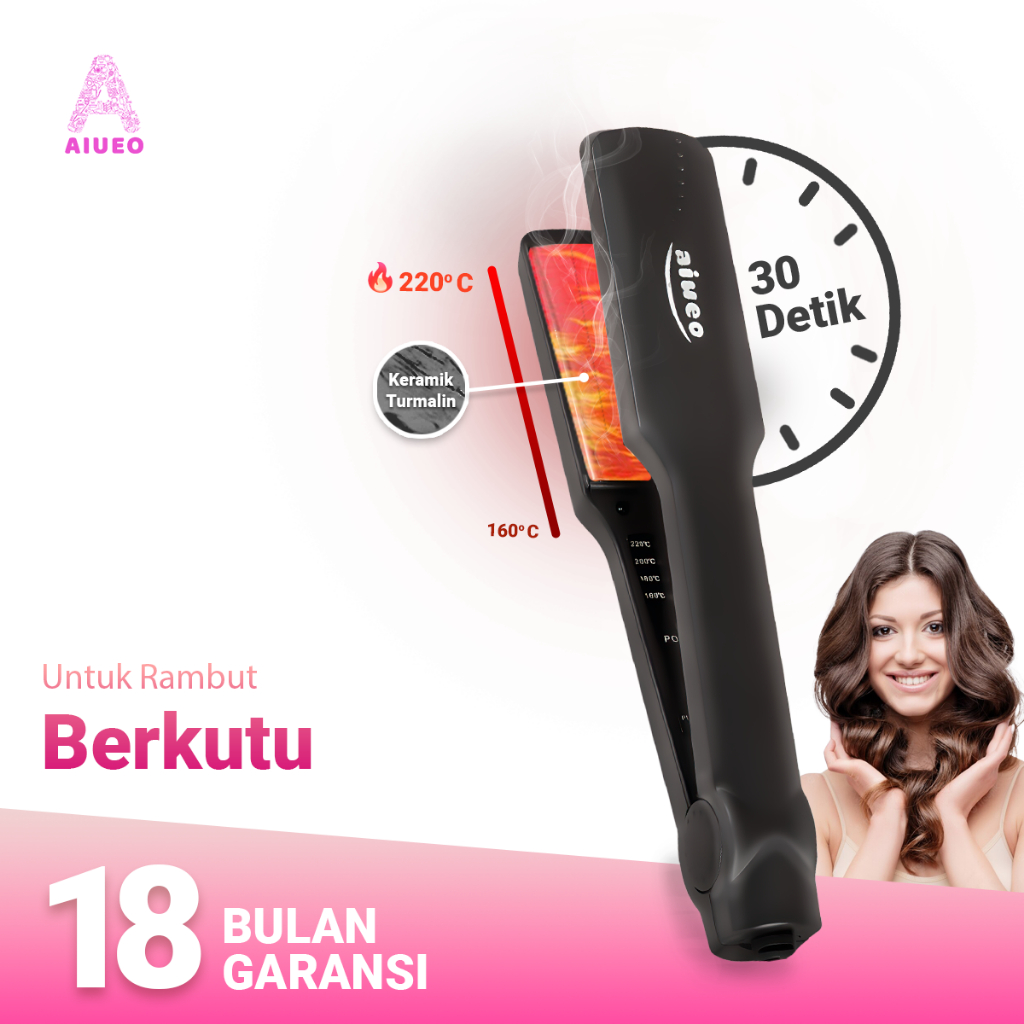 [GARANSI 18 BLN] Catokan Curly and Hair Straightener  AIUEO 329 | Catokan Rambut Hair Styler 2in1 Alat Catok Meluruskan Rambut dan Kriting