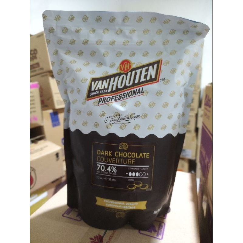 VAN HOUTEN COUVERTURE DARK CHOCOLATE 1.5 KG KEMASAN ASLI / 1 BAG / VHP CHOCOLATE COUVERTURE