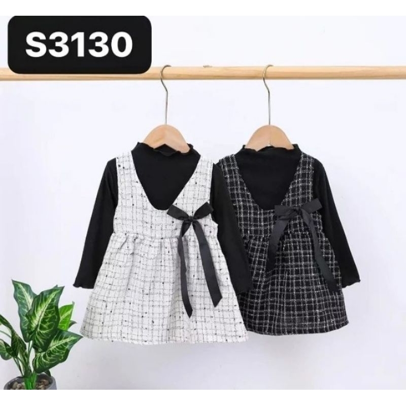 Dress Tweed 2in 1 Anak Perempuan Import/fashion anak