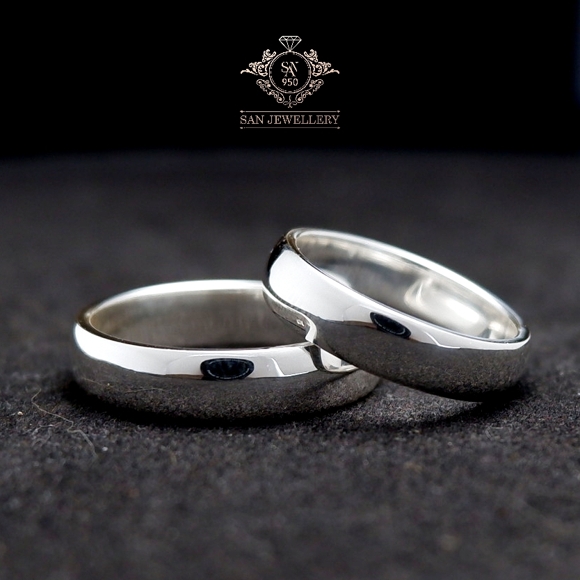 [C283] Cincin Couple Nikah Tunangan – SAN950 Emas Putih Asli | Free Ukir Nama + Box Elegan