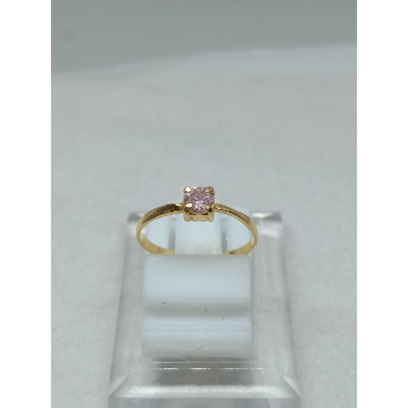 cincin 1 Mata pink emas muda 0.5 gram