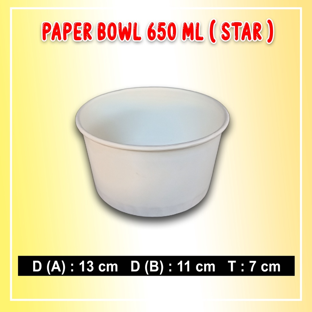 [isi 50pcs] PAPER BOWL 650 ML (STAR) (HY)