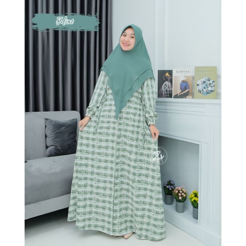 GAMIS SET HIJAB SYARI ILENA CRINCLE PRINT HIJAB CERUTY BABYDOLL BY ZIRA ORIGINAL BRAND
