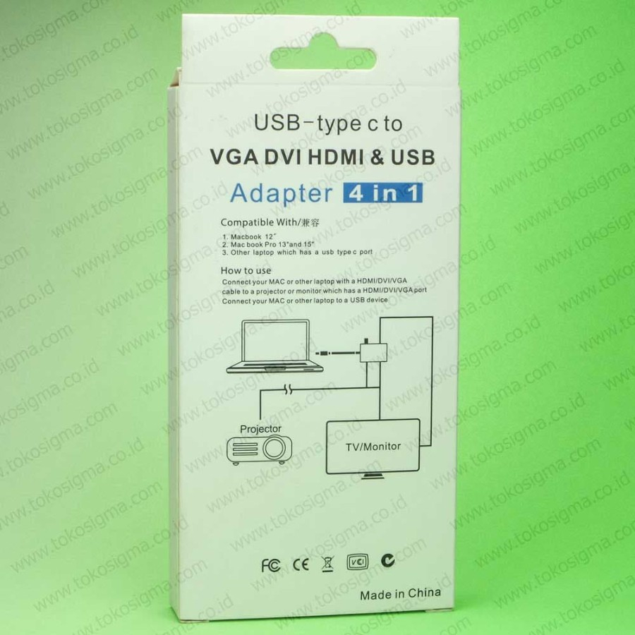 ADAPTER 4 in 1 USB 3.1 TYPE C to VGA DVI HDMI and USB 3.0 Port