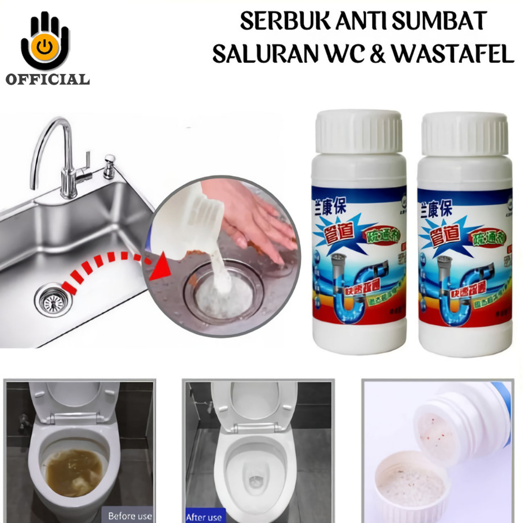 Serbuk Bubuk Anti Sumbat WC Pembersih Saluran Air Pipa Wastafel 110gr