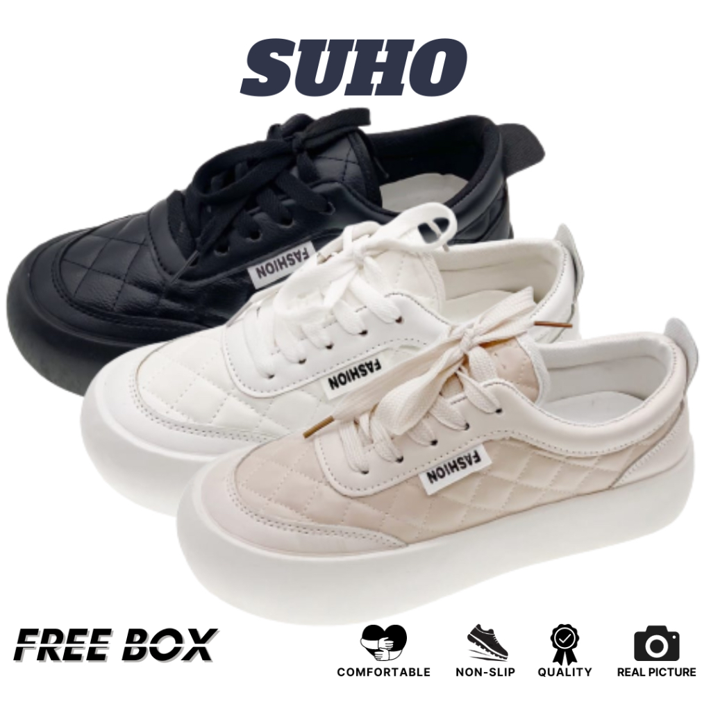 GROSIRTAS &quot;FREE BOX&quot; LV0265 Sepatu Sneakers SUHO Sepatu  Wanita Import Korean Fashion Sepatu Wanita Import Korea Sepatu Wanita Hitam Sneakers Wanita Import