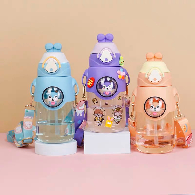 BOTOL MINUM ANAK LUCU KARAKTER KUPING KELINCI - TEMPAT MINUM THUMBLER BOTOL IMUT -BOTTLE SEKOLAH HOLIDAY FREE STICKER 2D&amp;3D