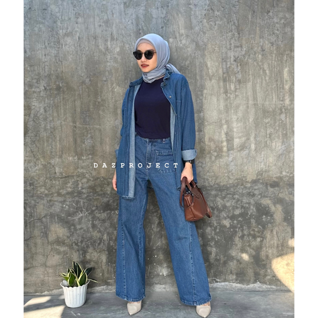 Kemeja Jeans Oversized Kode 0506 Kemeja Denim Korea by Dazproject