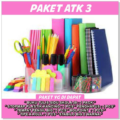 

Paket ATK 3 (7 in 1) Paket Perlengkapan Sekolah Murah Promo