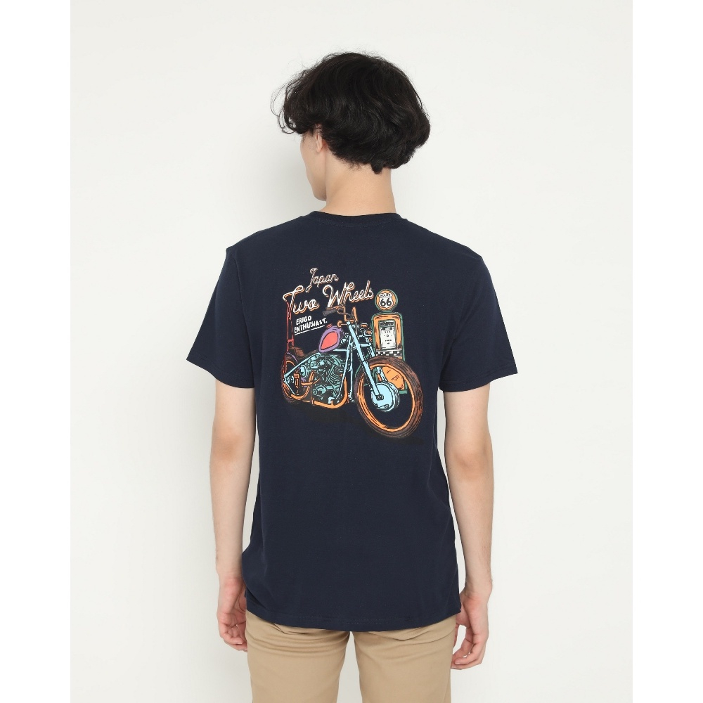Erigo T-Shirt Japan Wheels Navy Unisex Kaos Baju Erigo Pria/Wanita