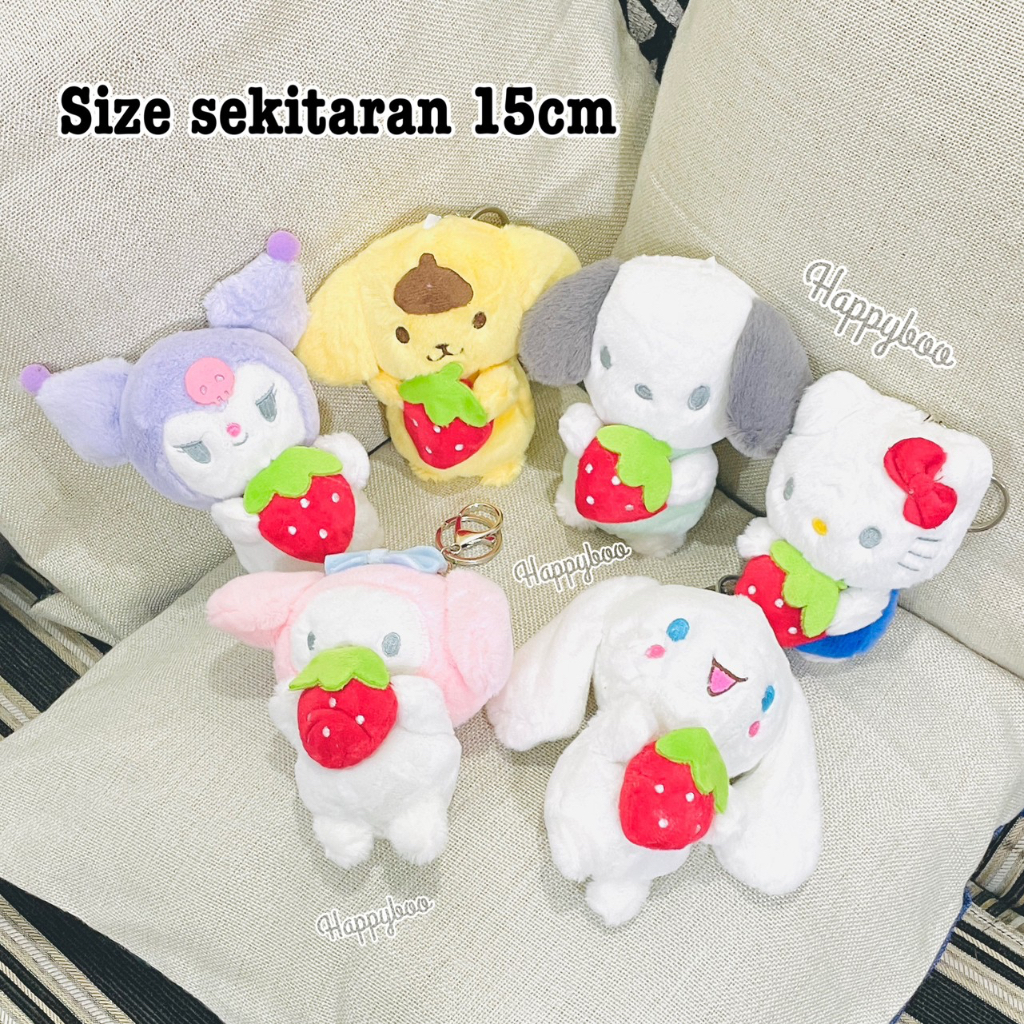 gantungan kunci boneka sanrio strawberry sasaw lolita kawaii fluffy besar