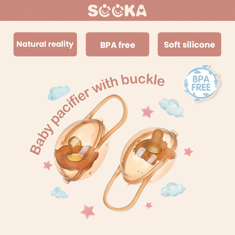 SOOKA Dot bayi / putting bayi/empeng bayi Dot Empeng Bayi Pacifier mainan perlengkapan baby Empeng Gigitan Bayi Set Dengan Tali Klip Pengikat + Free Case SK-ECB1095