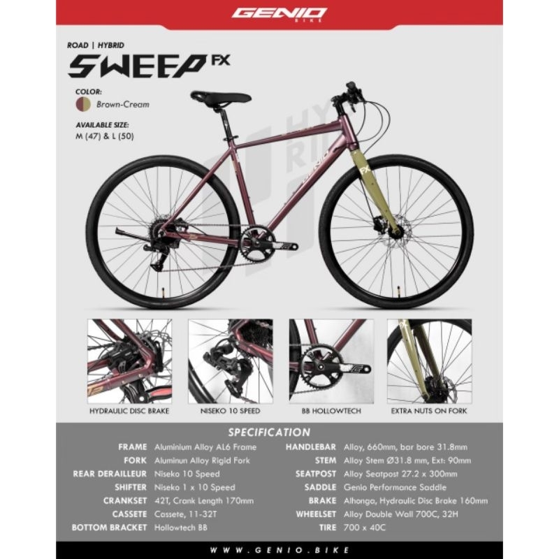 Sepeda Hybrid - Hybrid Bike Genio Sweep FX 700C 10 Speed