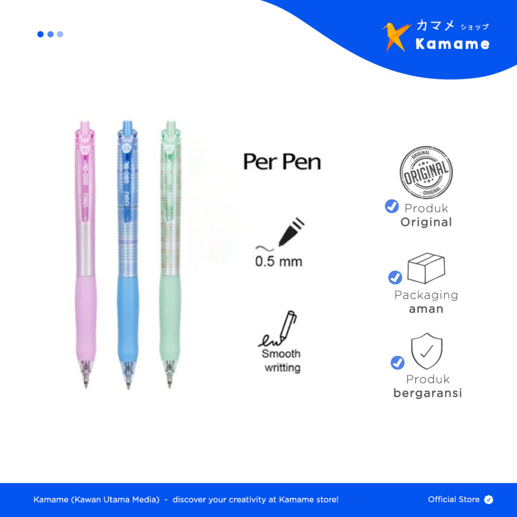 

Deli Gel Pen - Retracable Desain Corak 0.5 mm EG60-BK/BL - Kamame