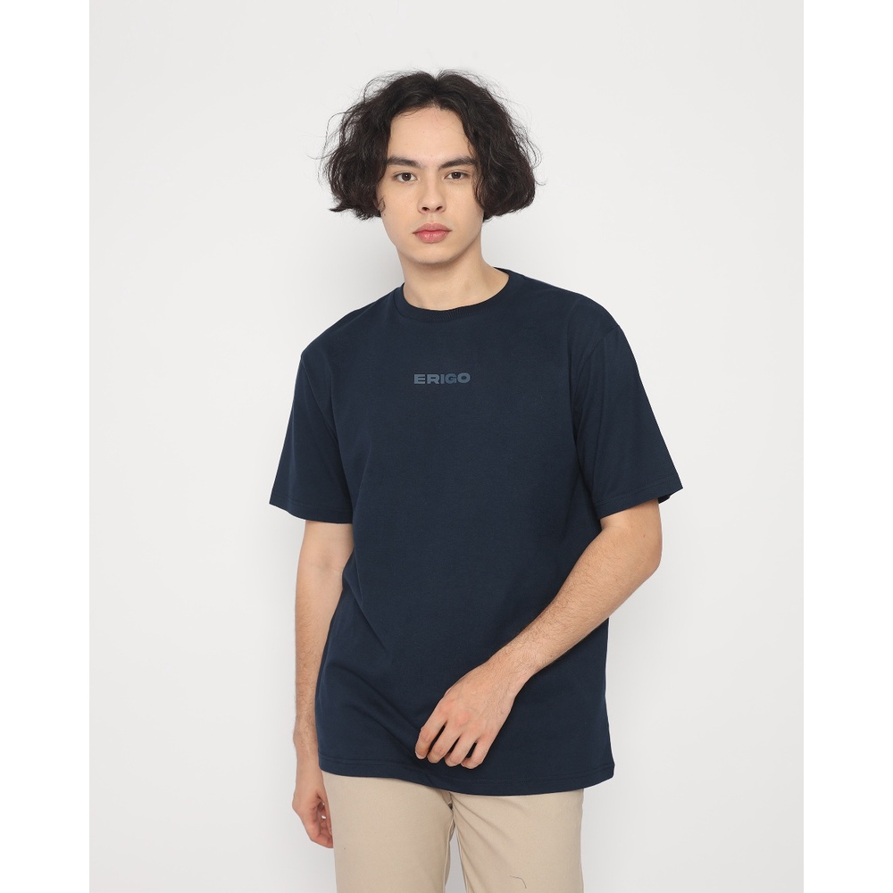 Erigo T-Shirt Oversize Garret Navy Unisex Unisex Oversize Pria Wanita Size M - XL Kaos Sablon Timbul