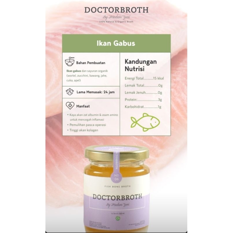 

Ready Stock, Bone Broth Doctor Broth Ikan Gabus/Ikan Kutuk