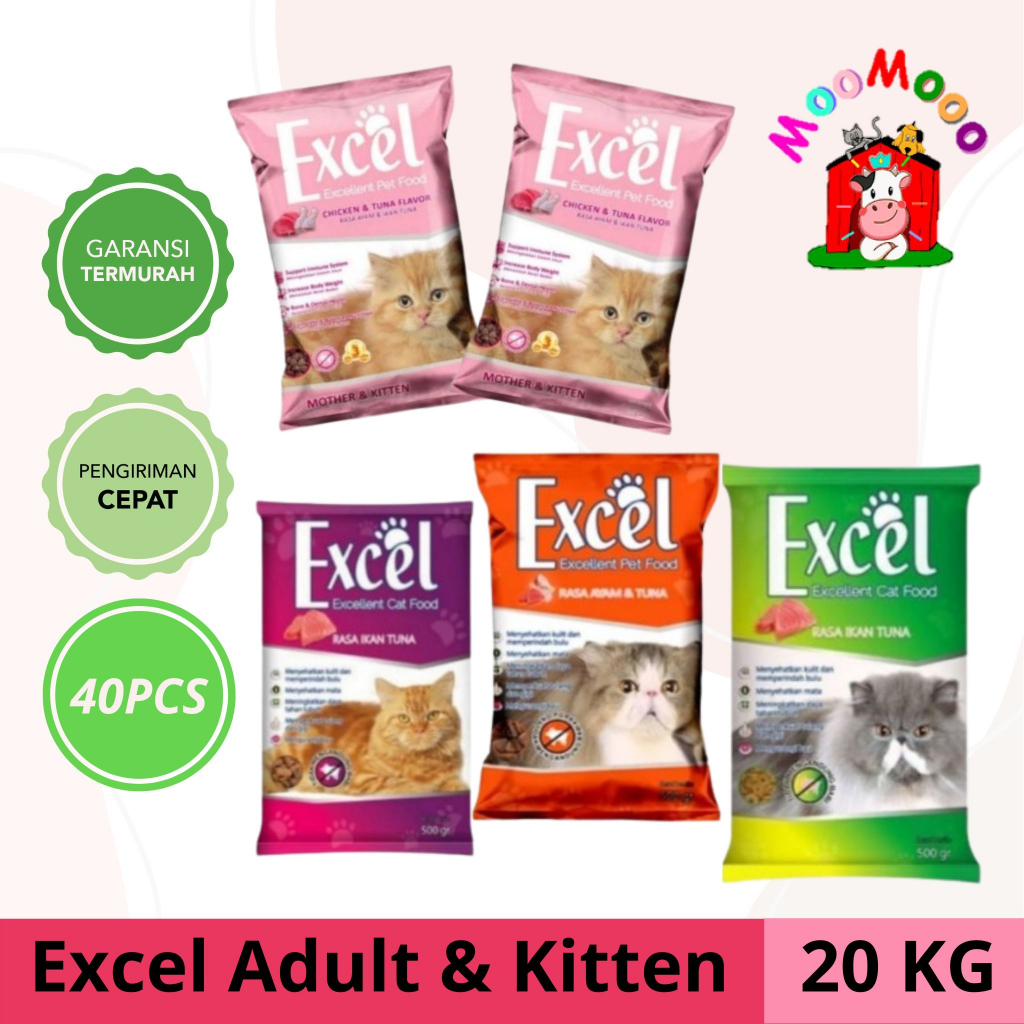 Makanan Kucing Murah Excel 20Kg isi 40 pcs/Pack 500gr Excel All Varian