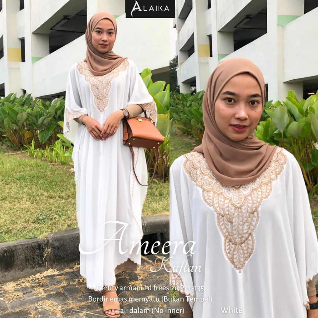 Ameera Kaftan Bordir Fashion Muslim Ceruty Armany Kaftan Lebaran Original Produk By Alaika