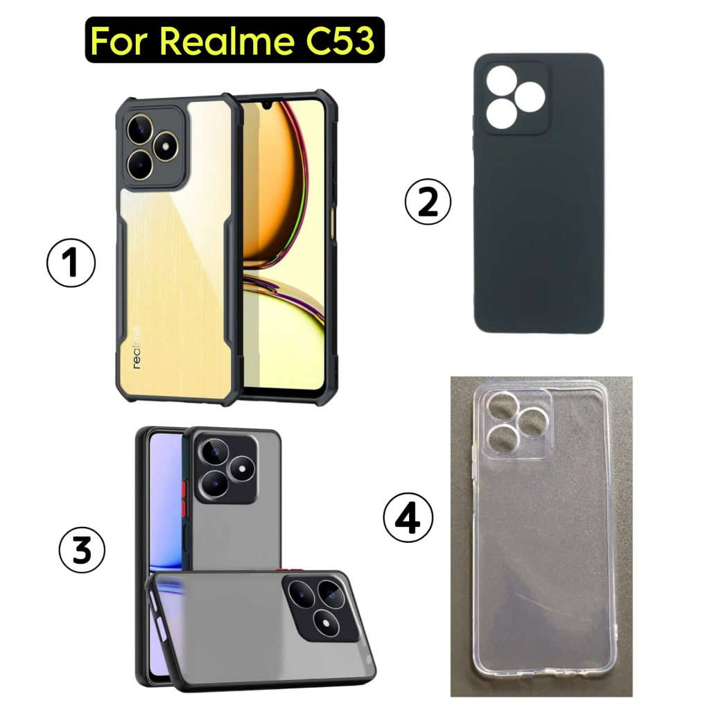 Case REALME C53 Case Fusion Shockproof transparan / Case liquid / Case Clear / Case Black Matte Protect Camera