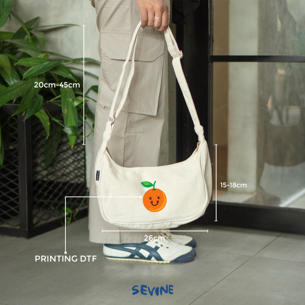 Sevine Luna Sling Bag Tas Selempang Wanita Tas Wanita Kanvas Resleting Shoulder Bag Hand Bag - SLD