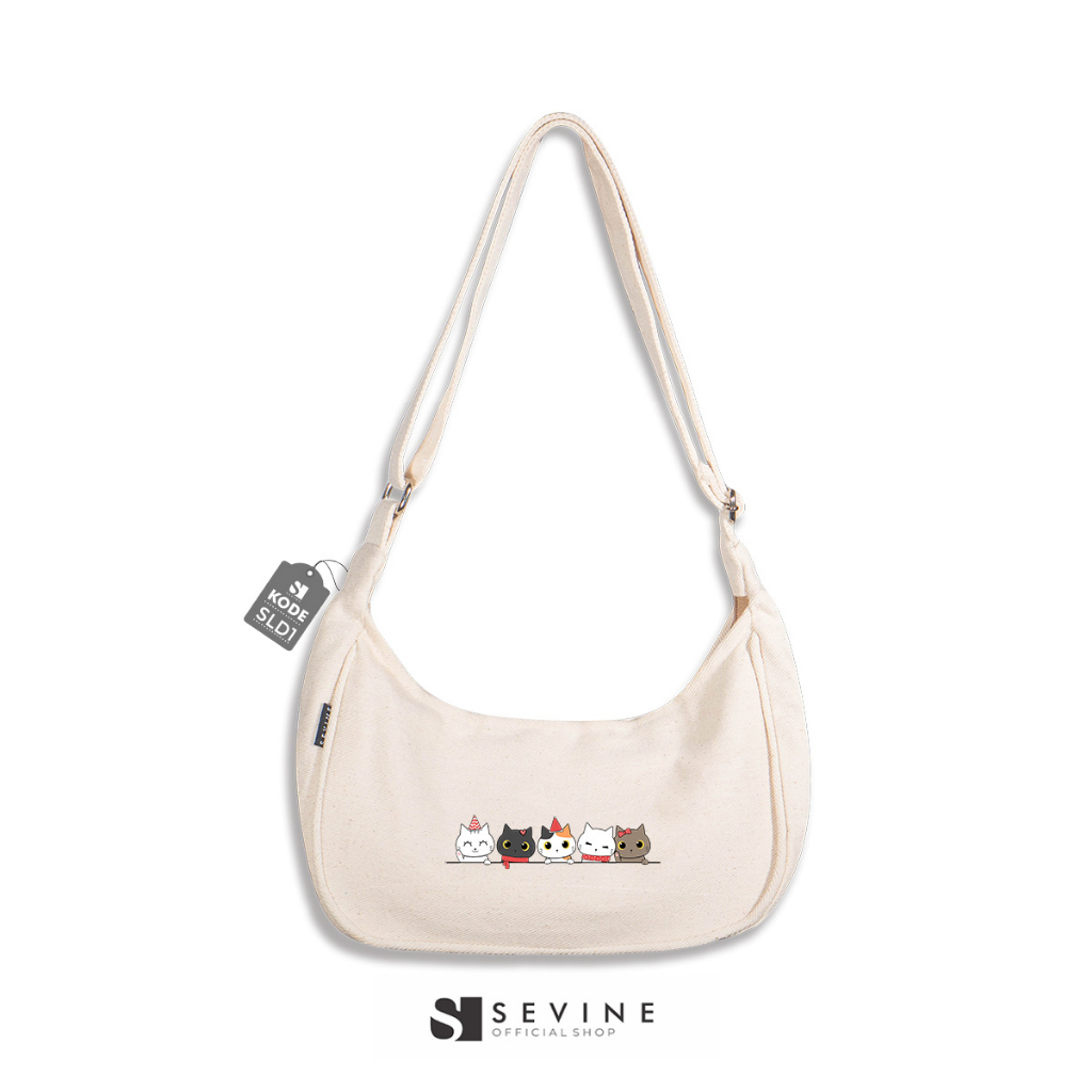 Sevine Luna Sling Bag Tas Selempang Wanita Tas Wanita Kanvas Resleting Shoulder Bag Hand Bag - SLD