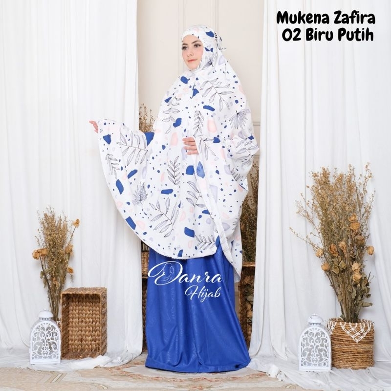 arifinstore12 ➡️ MUKENAH DANRA ZAFIRA 08 PUTIH-HIJAU & 02 PITIH-BIRU BY DANRA HIJAB