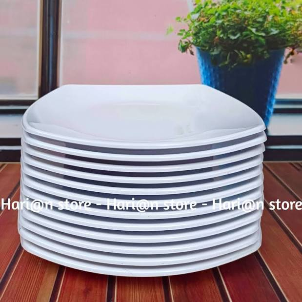 BEST SELLER-1 LUSIN ( 12 PCS ) PIRING MAKAN KOTAK MELAMIN SINGASINGI 23CM FOOD GARDE ( SNI ) PIRING 