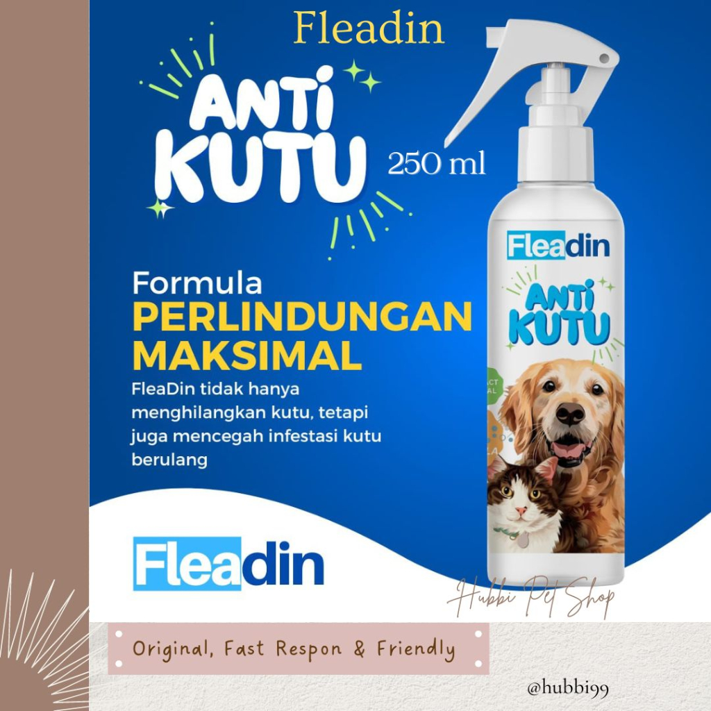 Obat Anti Kutu Hewan Spray 250ml FLEADIN Obat Pembasmi Kutu Anjing Kucing Anti Kutu Caplax