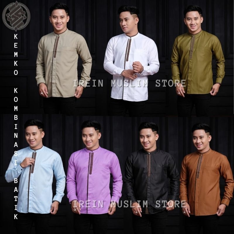 Baju Kemeja Koko Pria Lengan Panjang Motif Afala Baju Muslim Pria Koko Kombinasi Batik