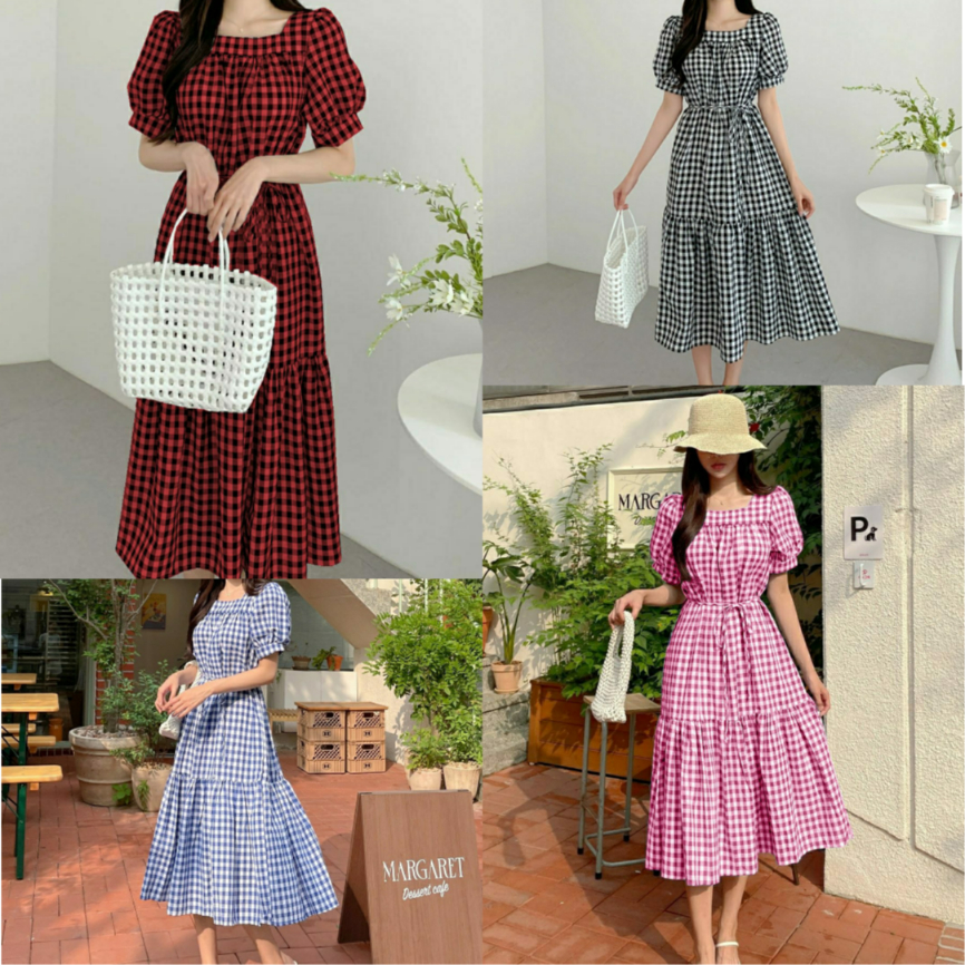 BJFashionWanita / Dress Samola / Dress Kotak / Dress / Dres Kotak / Dres / Dress Midi / Dres Midi / 