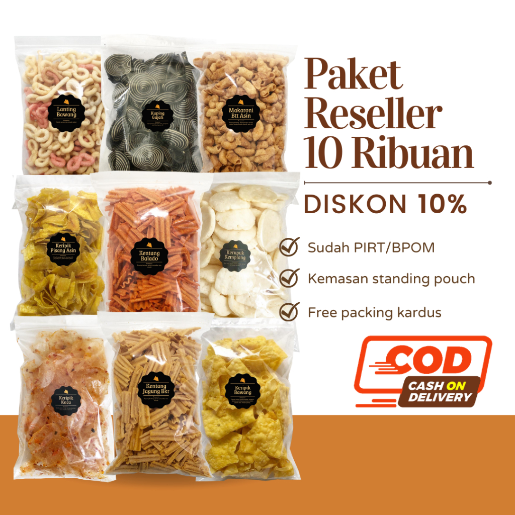 [DELISH SNACKS] Paket Reseller 1 Dus Snack 10 Ribuan / Cemilan Camilan Pedas Asin Gurih Manis