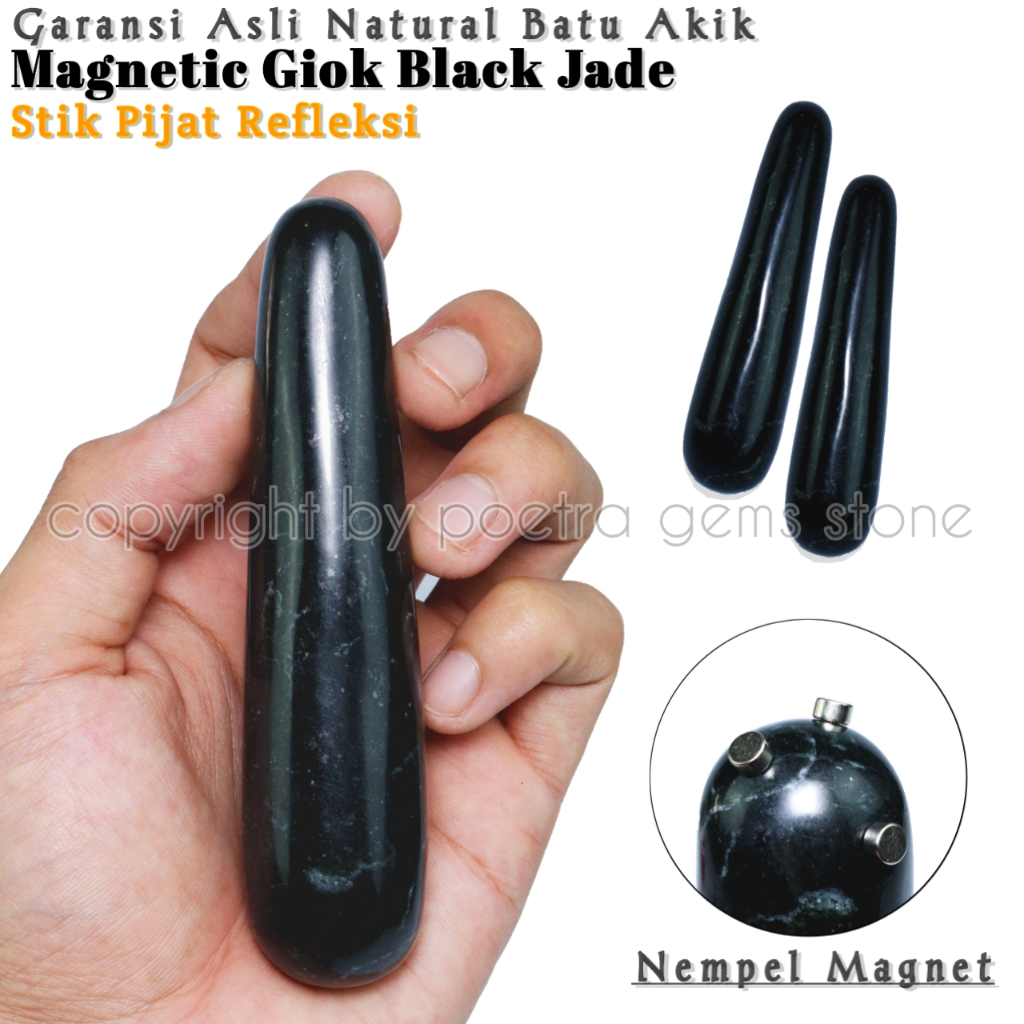 ✅ [ GARANSI ORIGINAL ] Natural Giok Black Jade Stik Kesehatan Pijat Refleksi Nempel Magnet
