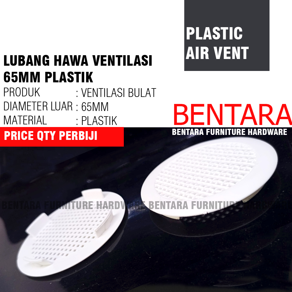 65MM VENTILASI PLASTIK PUTIH - LUBANG HAWA FURNITURE WHITE