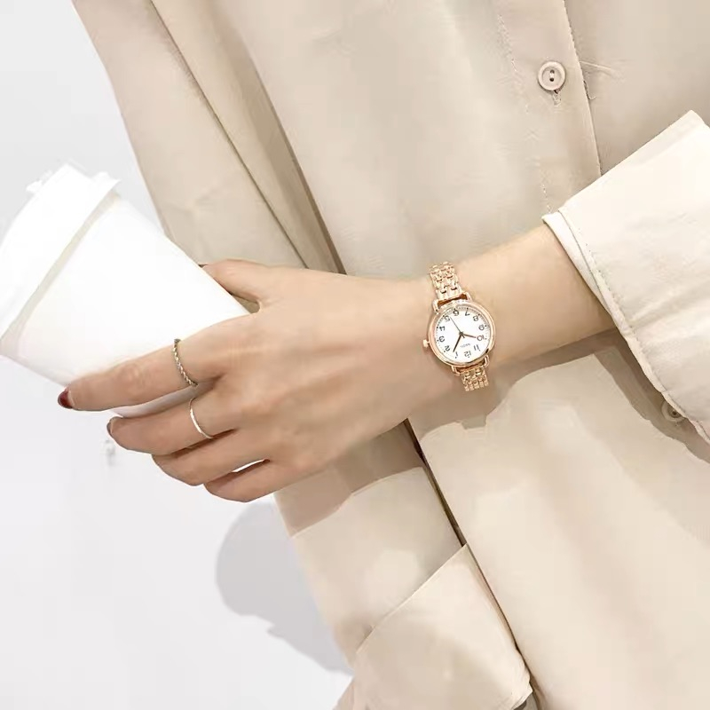 ONNIE Jam Tangan Wanita Naidu Terbaru Rantai Bulat Analog Stainless Steel KY25