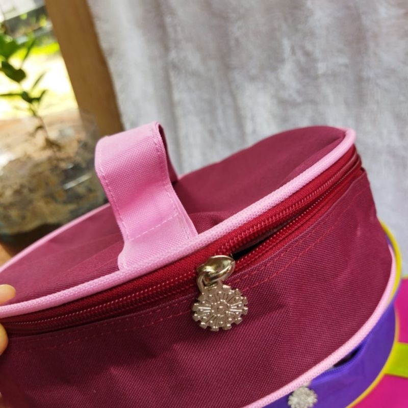 Tas Bulat tupperware ( Zipper  bunga es )