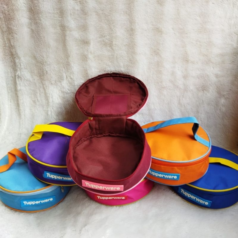 Tas Bulat tupperware ( Zipper  bunga es )