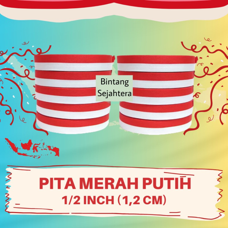 

Pita Merah Putih 1/2 INCH (1,2CM) | 1 INCH (2,5CM) / Pita Kain
