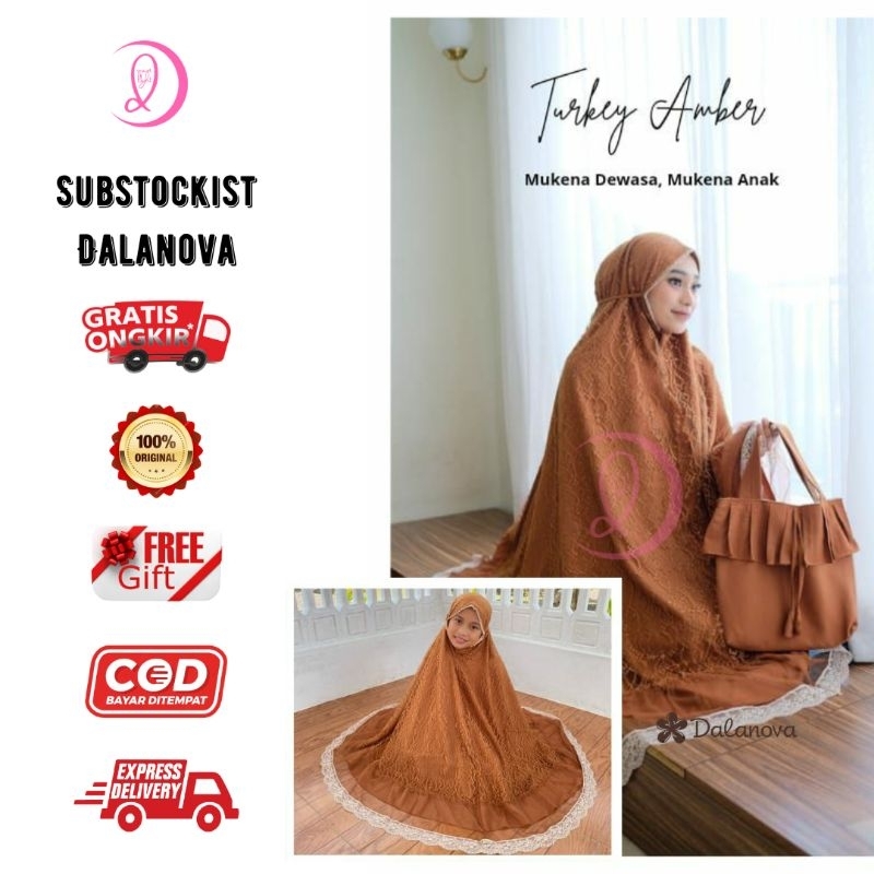 Mukena Turkey Couple Ibu dan Anak by Dalanova Free Hadiah