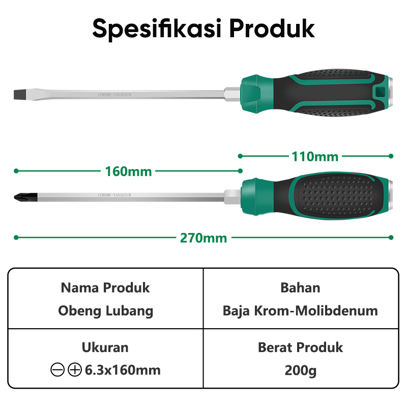 ISKU Obeng Plus Minus Magnet  270mm/Obeng Ketok Punch Slotted Screwdriver /Obeng Ketok Screwdriver