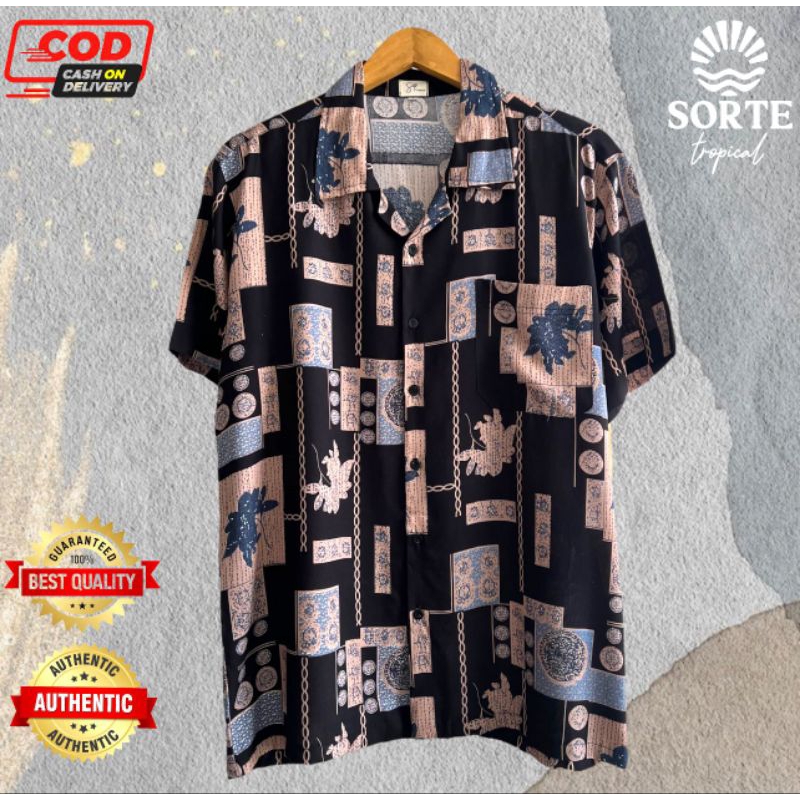 Baju Kemeja Hem Pantai Hawaiian Pria Wanita Casual Rayon Katun Unisex Big Size