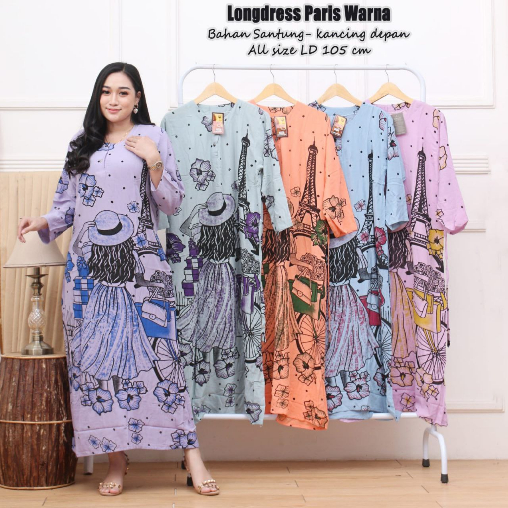 Long Dress Lengan Panjang Update Motif Terbaru Nyaman Regular Standar  Busui Friendly - Home dres daily harian kekinian murah rayon adem viral new by batik sulmit