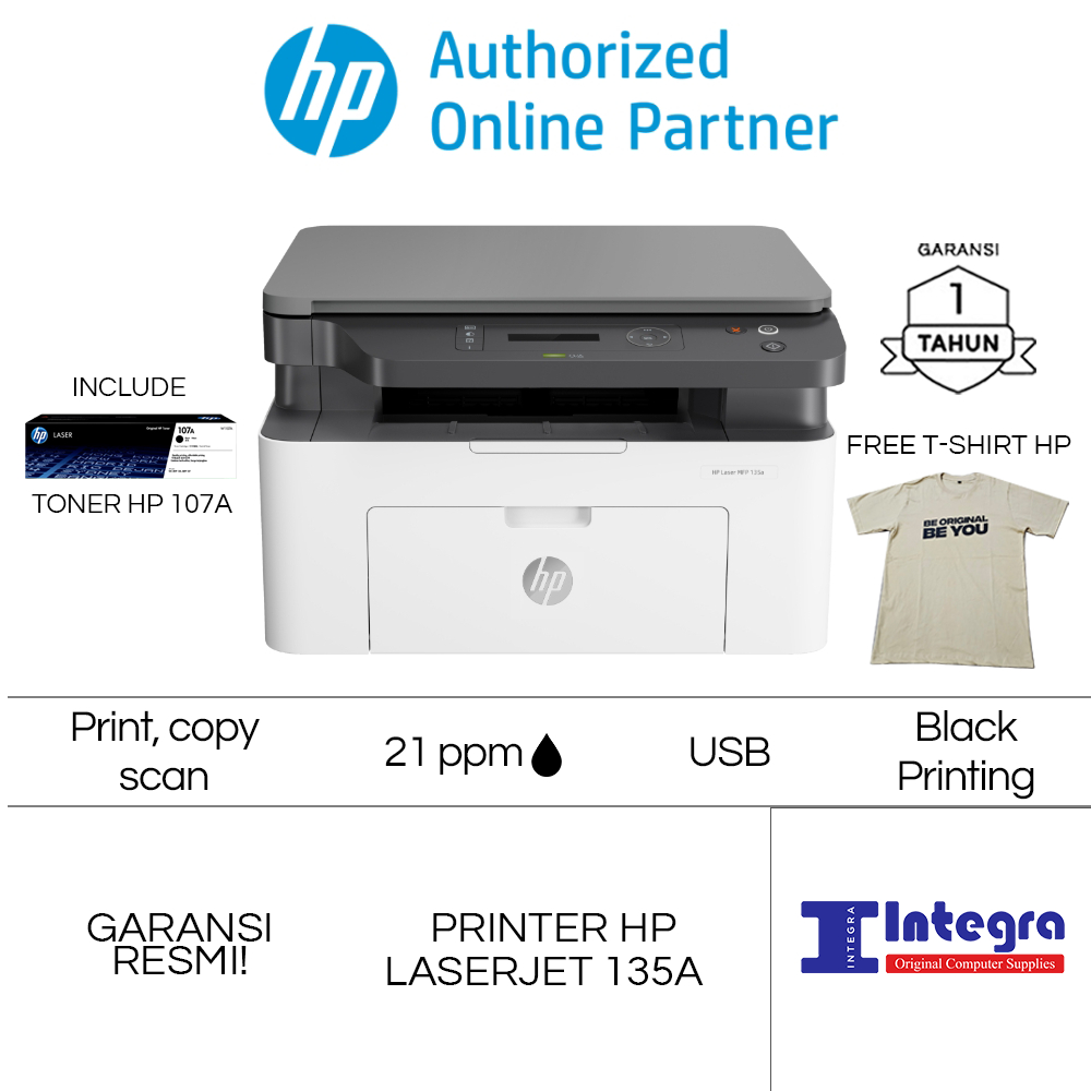 Printer HP Laserjet Mono MFP M135A | 135A Print Scan Copy Monochrome HP M-135A