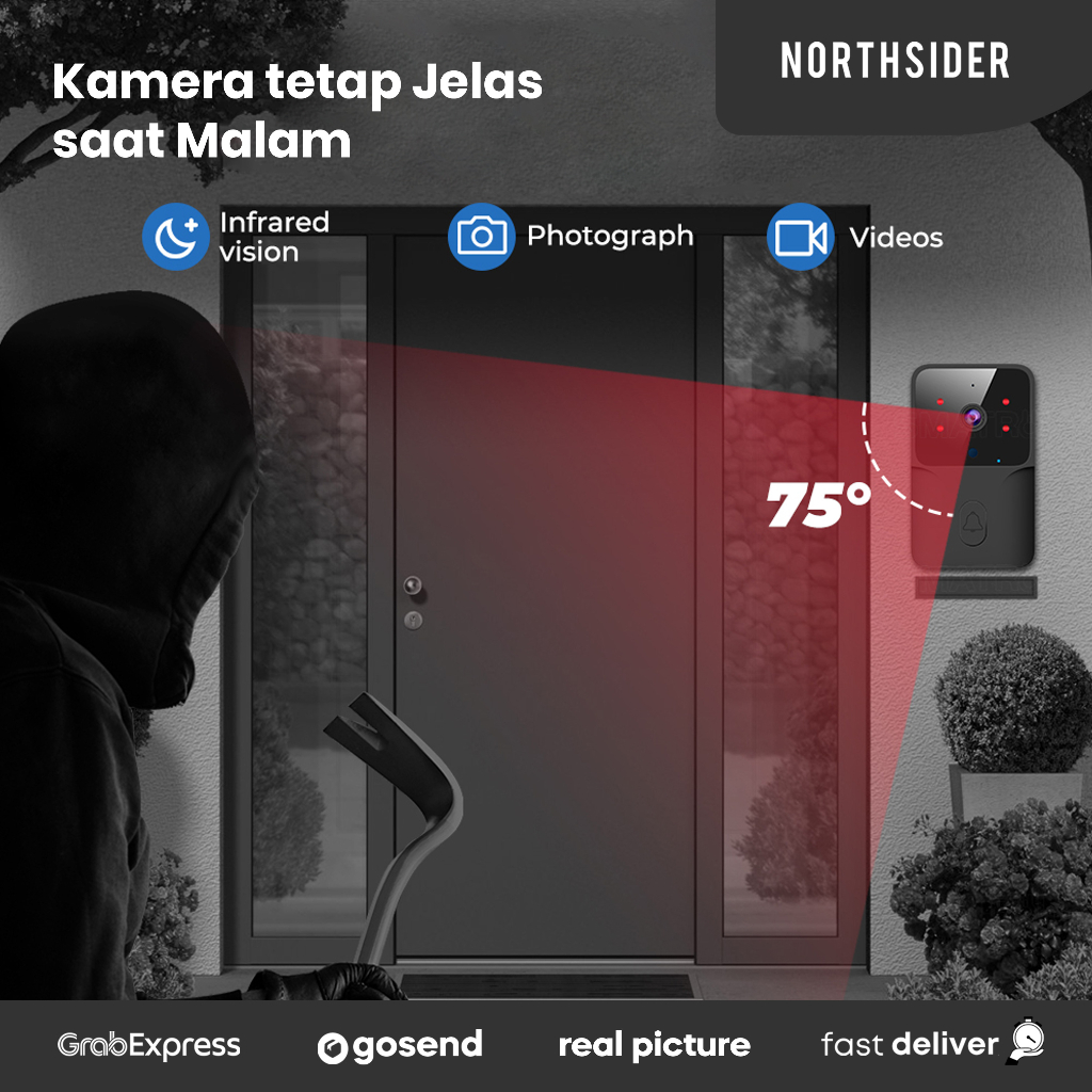 BEL RUMAH KAMERA SMART DOOR BELL CAMERA WIFI WIRELESS TUYA APP M8