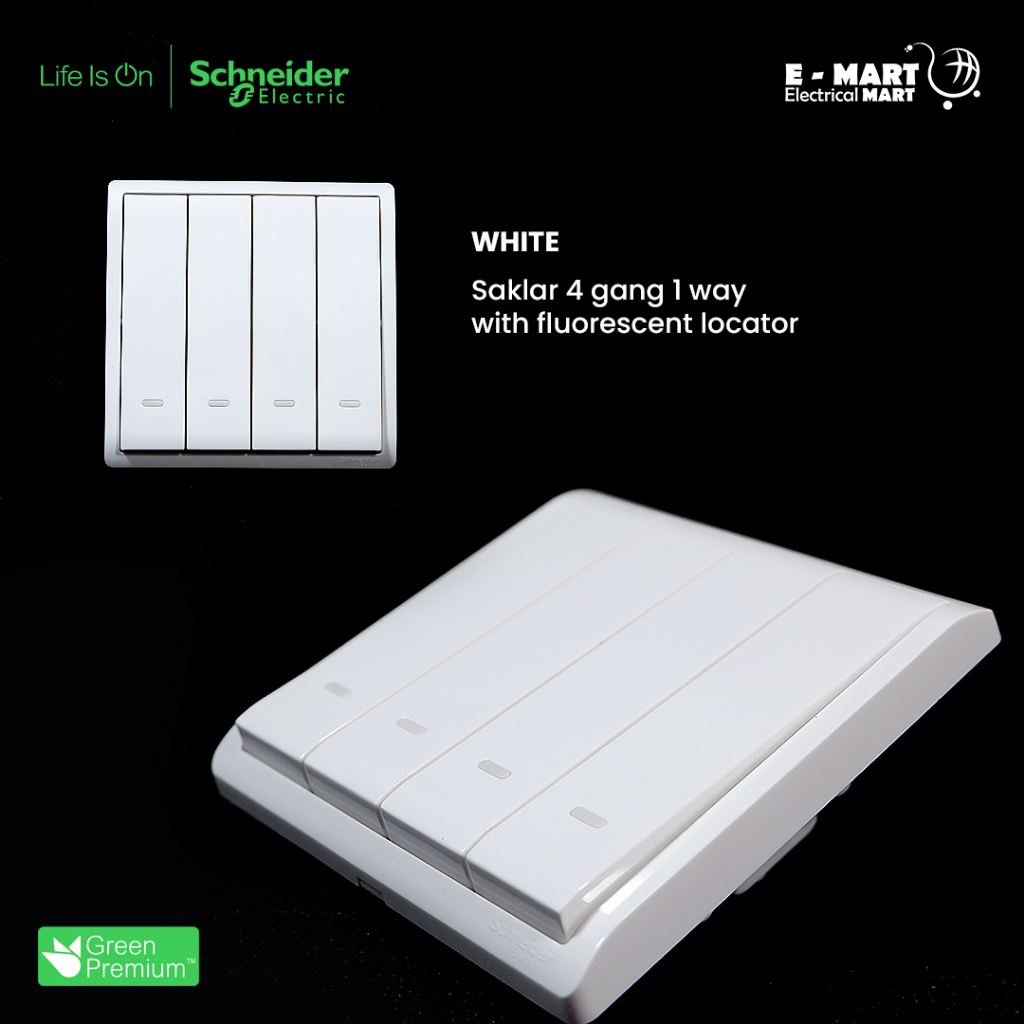 SCHNEIDER PIENO Saklar 4 Gang Putih MINIMALIS WHITE