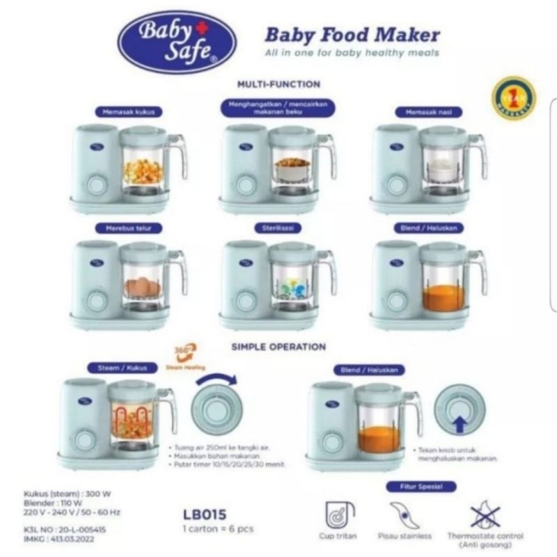 Babysafe LB02 Food Maker Digital / Baby Safe Food Maker 7in1