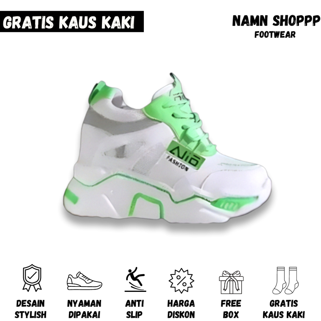 Sepatu Sneakers Fashion Boots Jalan Outdoor Ootd Wanita Cewek Cewe Anak Perempuan Putih Hitam Korea 