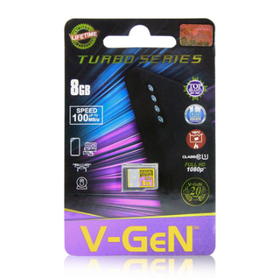 V-gen Micro SD Vgen 8GB Class 10 TURBO SERIES Memory Card