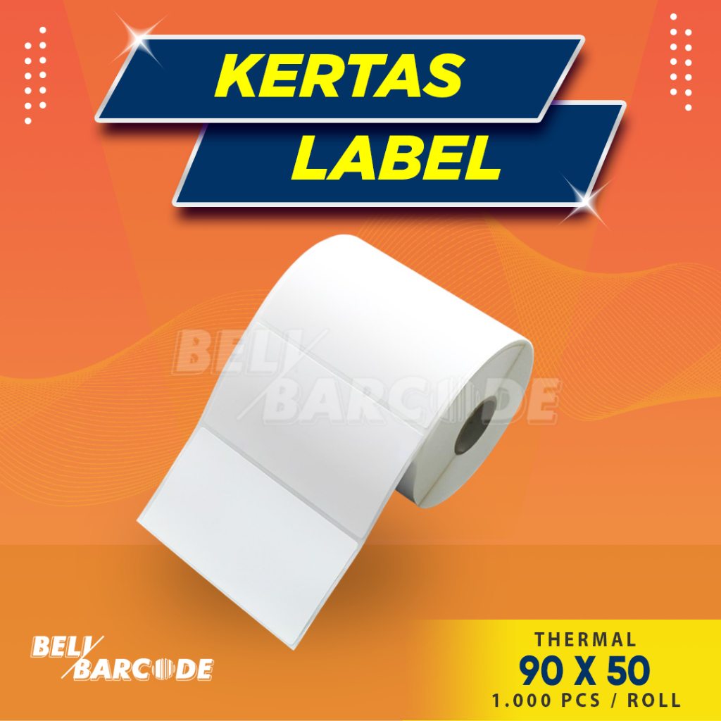 Stiker Label Thermal 90 x 50 mm 1 Line isi 1000 Pcs Cetak Resi