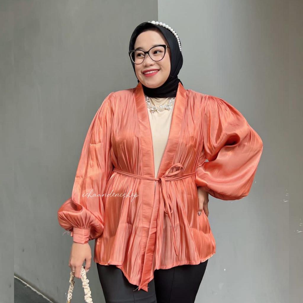 ICH - Outer Shimmer Silk Salwa Top Kimono Lengan Puffy